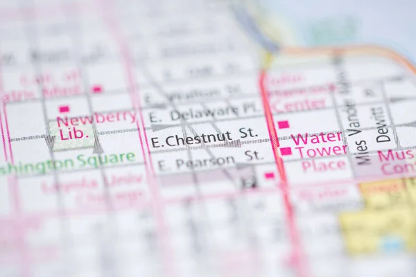 シカゴの栗の木 イリノイ州 地図上のアメリカ — ストック写真