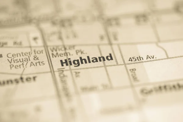 Highland Indiana Eua Mapa — Fotografia de Stock