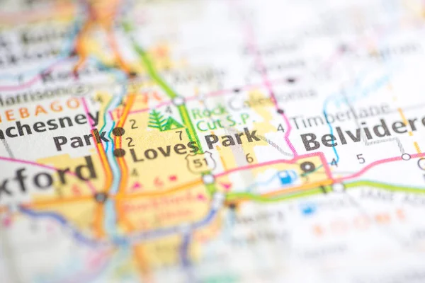 爱公园 伊利诺伊州地图上的美国 — 图库照片