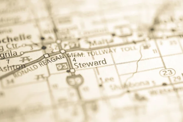 Steward Illinois Usa Auf Der Karte — Stockfoto