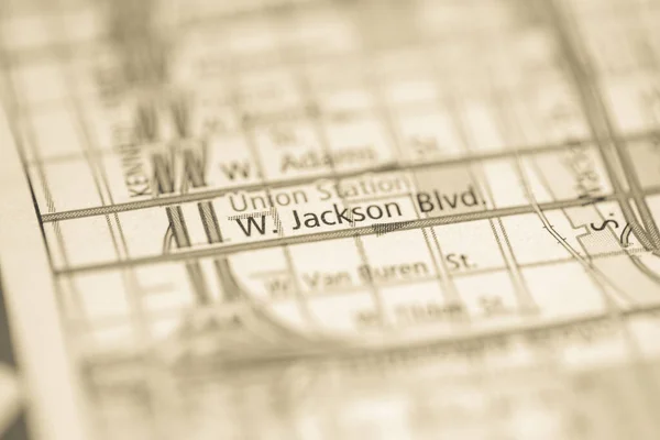 Οδός Τζάκσον Μπλαντ Σικάγο Ιλινόις Ηπα Στο Χάρτη — Φωτογραφία Αρχείου