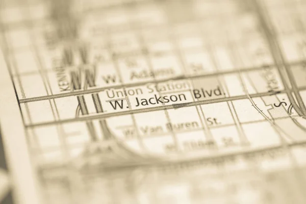 Jackson Blvd Chicago Stanie Illinois Stany Zjednoczone Mapie — Zdjęcie stockowe