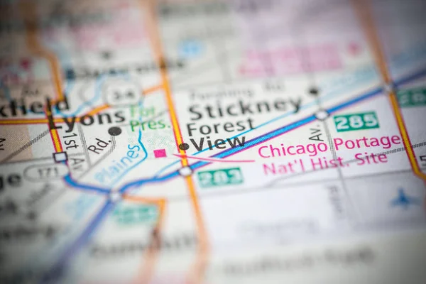 Vista Bosque Chicago Illinois Usa Mapa — Foto de Stock