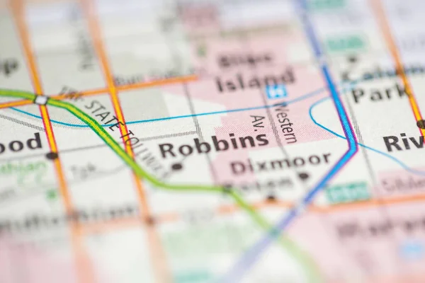 罗宾斯芝加哥 伊利诺伊州地图上的美国 — 图库照片