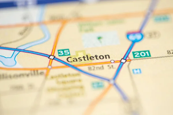 Castleton Vagyok Indianában Usa Interaktív Térképen — Stock Fotó