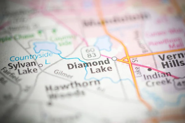 ダイヤモンド湖 イリノイ州 地図上のアメリカ — ストック写真
