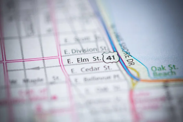 Elm Chicago Illinois Eua Mapa — Fotografia de Stock