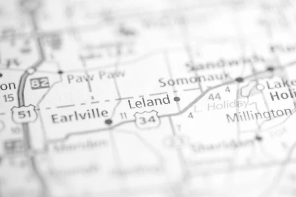 Leland Illinois Usa Auf Der Karte — Stockfoto