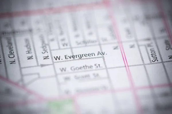 Wエバーグリーン セント シカゴ イリノイ州 地図上のアメリカ — ストック写真