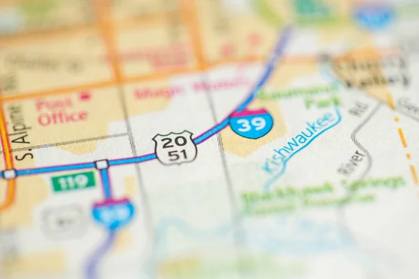 路20号51号公路伊利诺伊州地图上的美国 — 图库照片