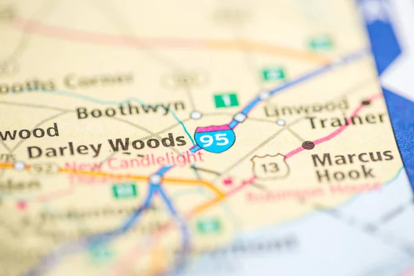 I-95. Delaware. USA on the map