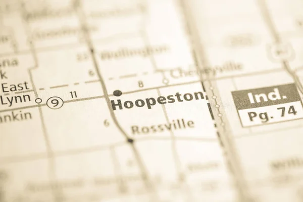 Hoopeston 伊利诺伊州地图上的美国 — 图库照片