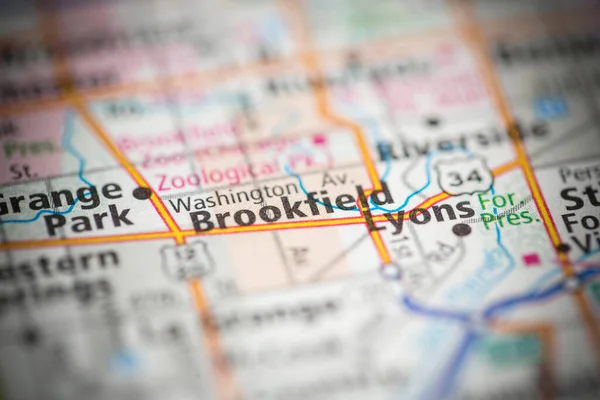 布鲁克菲尔德 芝加哥 伊利诺伊州地图上的美国 — 图库照片