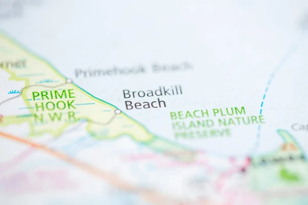 Παραλία Μπρόντκιλ Ντέλαγουερ Ηπα Στο Χάρτη — Φωτογραφία Αρχείου
