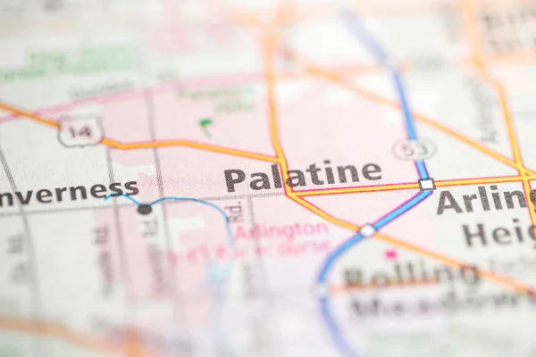 Palatine 伊利诺伊州地图上的美国 — 图库照片