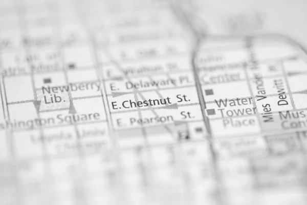 Chestnut Chicago Illinois Usa Mapa —  Fotos de Stock