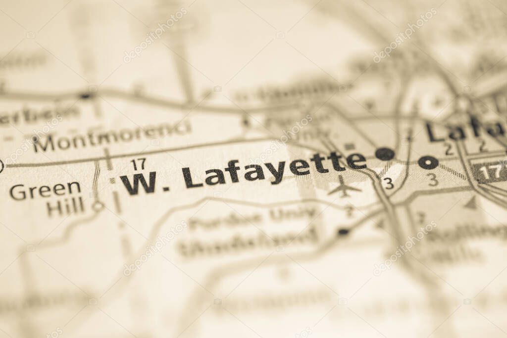 West Lafayette. Indiana. USA on the map 