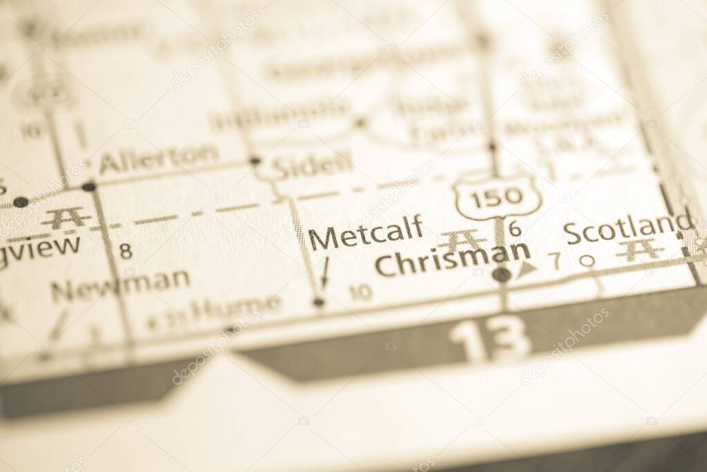 Metcalf. Illinois. USA on the map