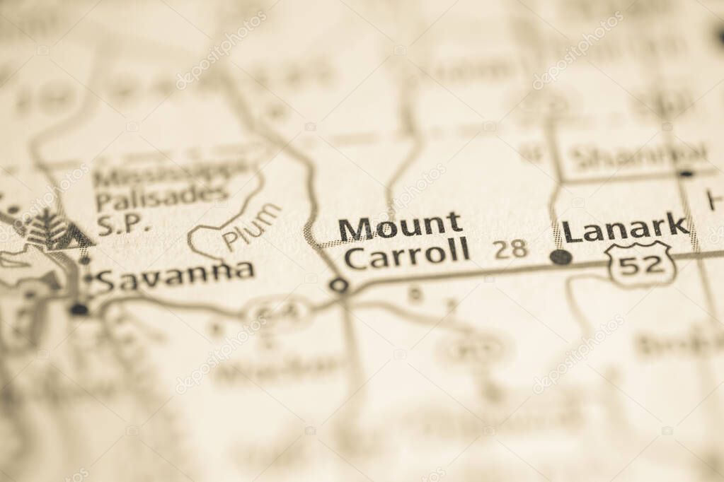 Mount Carroll. Illinois. USA on the map