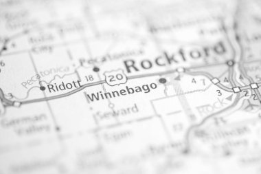 Winnebago. Illinois. USA on the map clipart