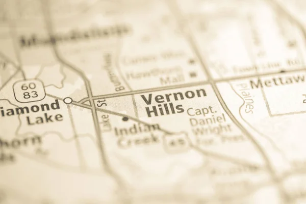 バーノンヒルズ イリノイ州 地図上のアメリカ — ストック写真