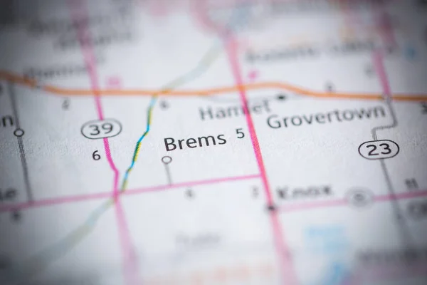 Brems Indiana Usa Mapa — Foto de Stock