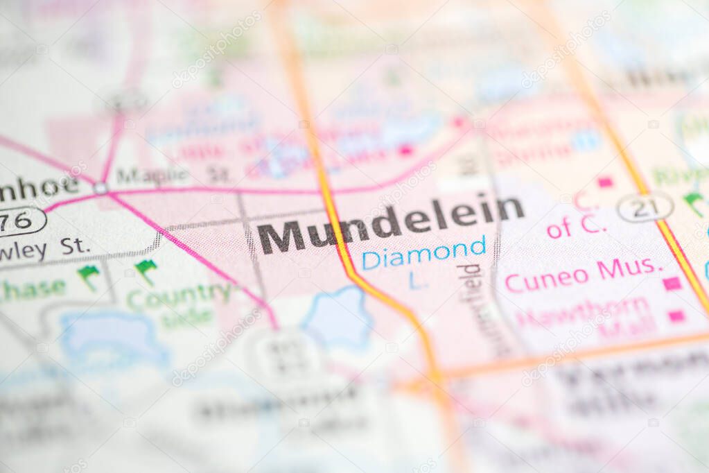 Mundelein. Illinois. USA on the map