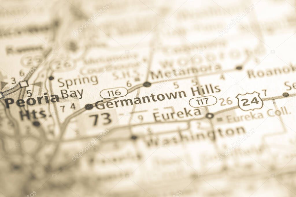 Germantown Hills. Illinois. USA on the map