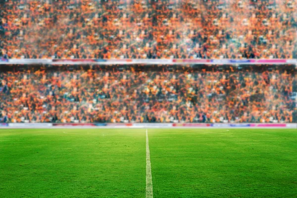 Futbol Stadyumu ve futbol alanı şampiyonluk kazanmak için arka plan bulanık ve yumuşak odak noktası