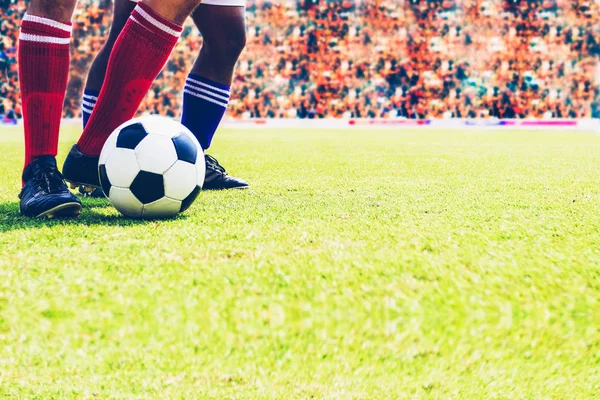 Soccer Football Player Standing Ball Field Kick Soccer Ball Football — Stock Photo, Image