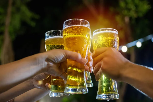 Grupo Amigos Asiáticos Celebrando Una Fiesta Con Bebidas Alcohólicas Cerveza — Foto de Stock