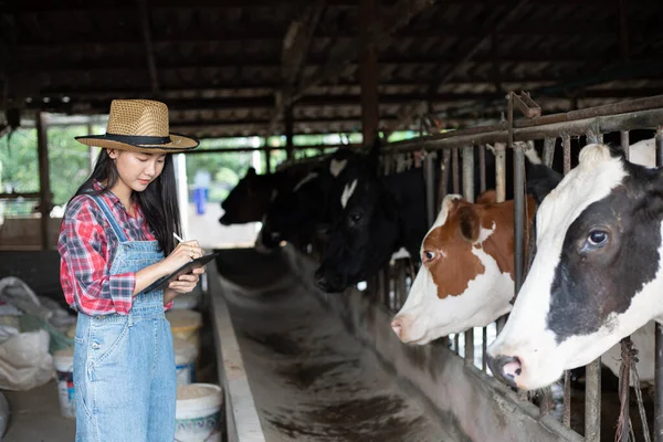 Asian women farming and agriculture industry and animal husbandr — Stock Photo, Image