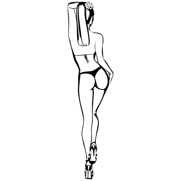 Sexy Ragazza Bikini Scarpe Col Tacco Alto Donna Con Belle — Vettoriale Stock