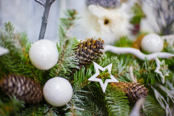 Fundaluri Abstracte Nefocalizate Decorațiuni Crăciun Bokeh Luminos Condus Fotografie Aproape — Fotografie, imagine de stoc