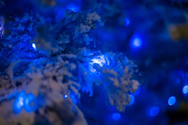 Abstracte Ongericht Achtergronden Met Kerstversiering Met Led Licht Bokeh Close — Stockfoto