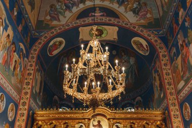 Kiev, Ukrayna - 22 Temmuz 2018: Kiev Pechersk Lavra Kilisesi'nin iç detay