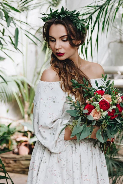 Beautiful Bride Bouquet Botanical Garden Stock Picture