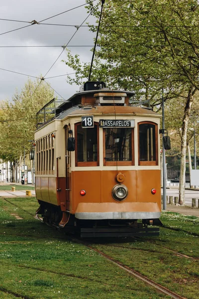 Old Tram Dramatic Sky Porto Portugal — Stock Photo, Image