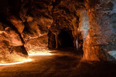 SINTRA, PORTUGAL - MAY 03, 2016: Underground tunnel in Castle Quinta da Regaleira clipart