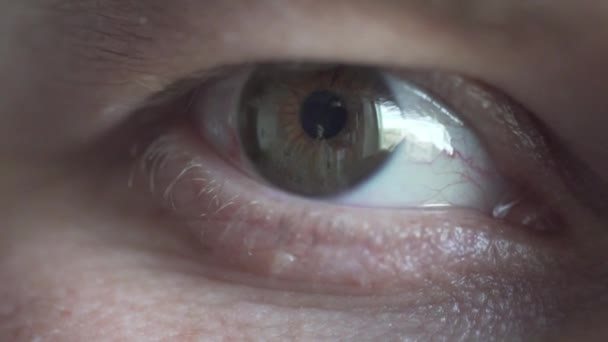 Masculino verde olho macro vídeo — Vídeo de Stock