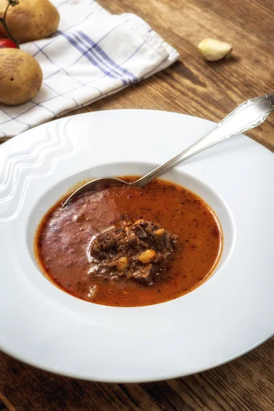 Sopa Goulash Checa Com Carne Vaca Batatas — Fotografia de Stock