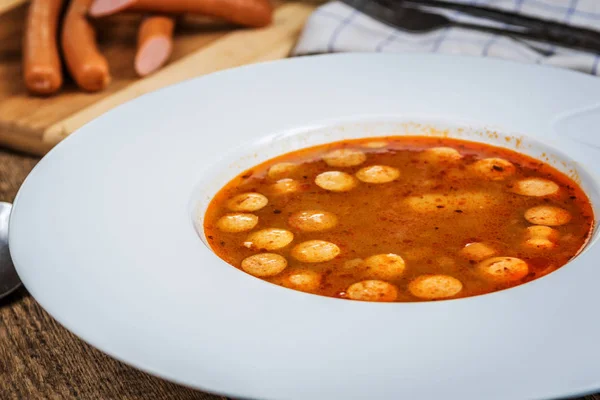 Sopa Cozinha Checa Frankfurt Com Salsicha Batatas — Fotografia de Stock