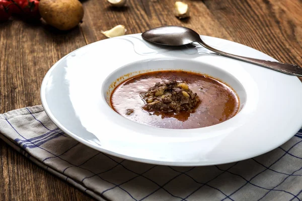 Sopa Goulash Checa Com Carne Vaca Batatas — Fotografia de Stock