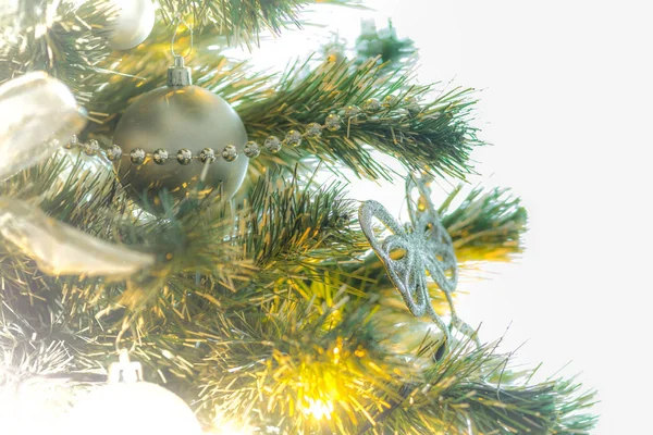 Ampoules Décorations Noël Sur Arbre Noël — Photo