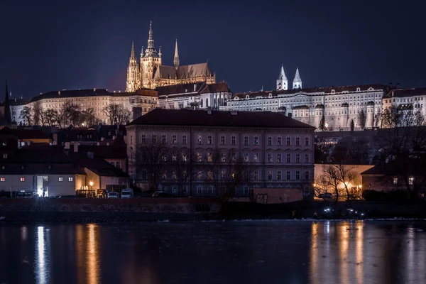 Praga Rio Vltava Castelo Praga Noite Imagens Paisagem — Fotografia de Stock