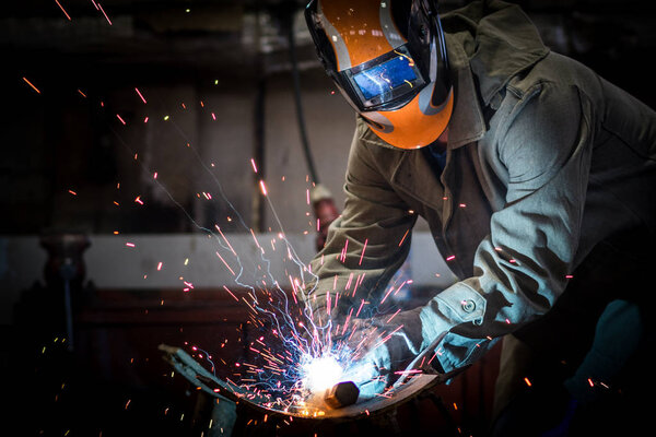 industrial worker welding