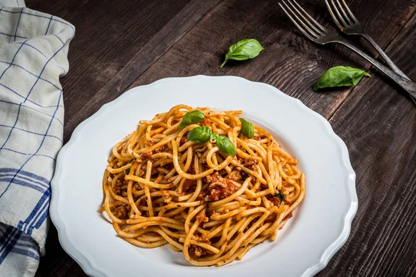 Паста-спагетти-Болоньезе — стоковое фото