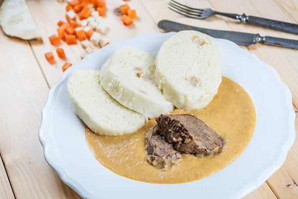 Czech Beef tenderloin and cream sauce — Stock Photo, Image