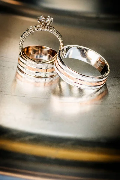 Beautiful Jewel Wedding Rings Closeup Macro Photography — Stock Photo, Image