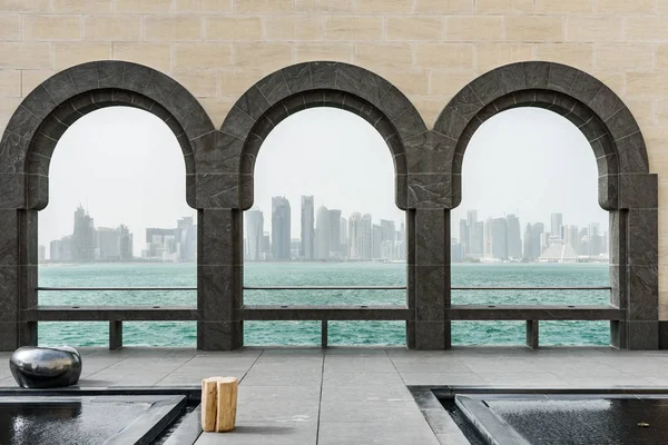 Skyline Van Doha Bogen Museum Van Islamitische Kunst Qatar — Stockfoto